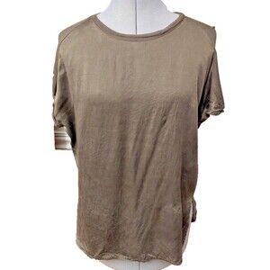 Vince Luxury Silk and‎ Cashmere Tee army Green Sz S Casual Soft Relaxed